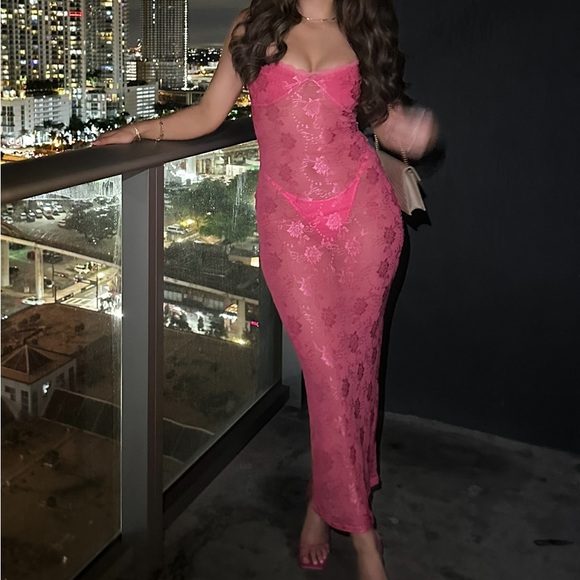 OUTCAST CLOTHING pink lace maxi dress - Picture 3 of 3